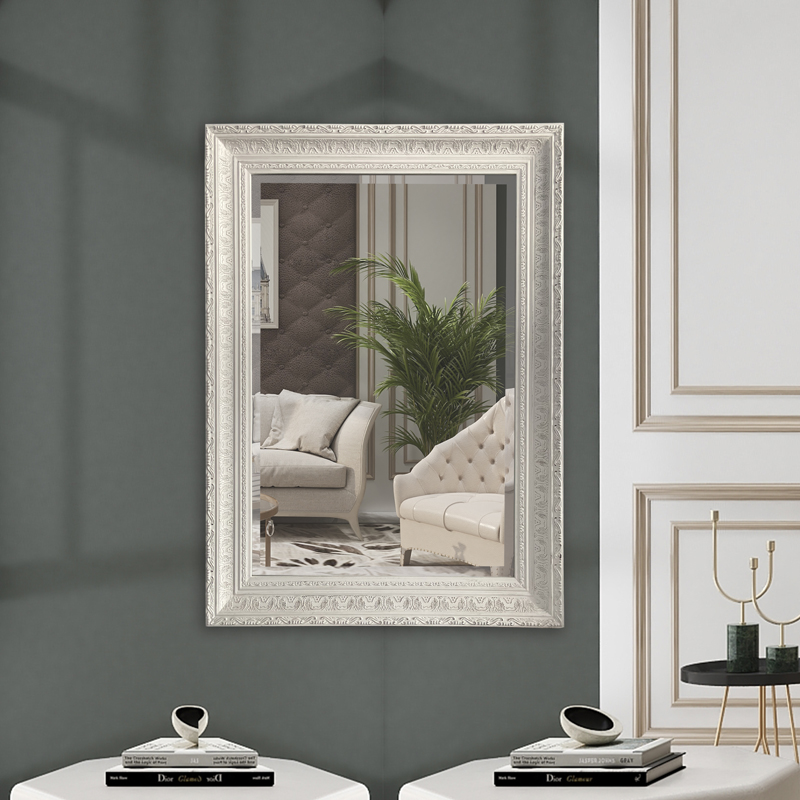 Elegance Ornate White Embossed Mirror